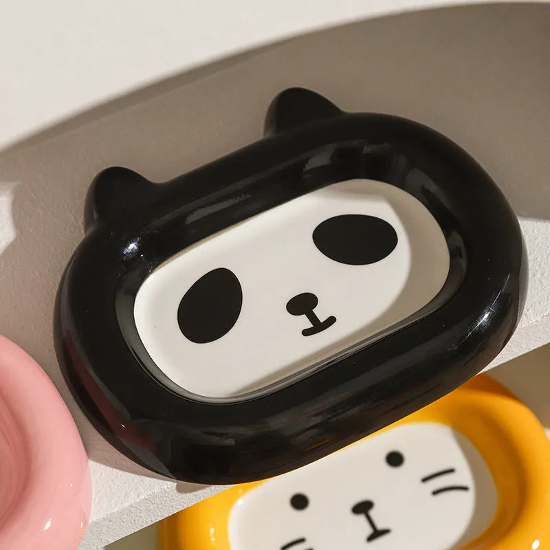 12cm ceramic pet food bowl with an animal-themed design such as a frog, panda, or pig.