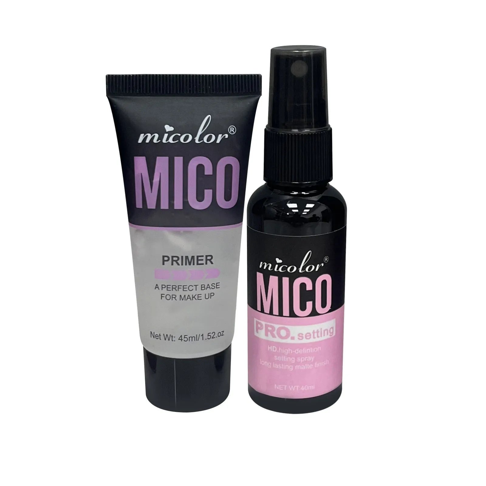 Makeup primer and final sealer spray set with 45ml and 40ml bottles