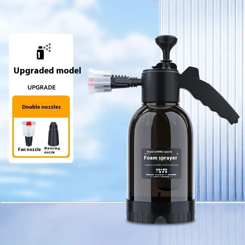 Black 2L foam watering can hand-held sprayer with nozzle accessories for car washing and plant care