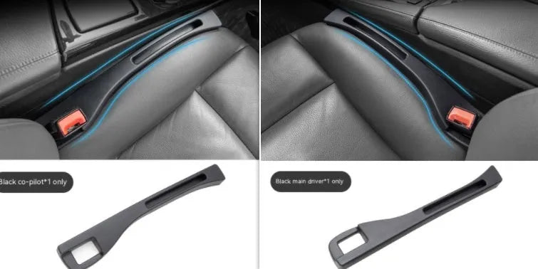 Plastic car seat gap storage organiser pocket in black colour with handle