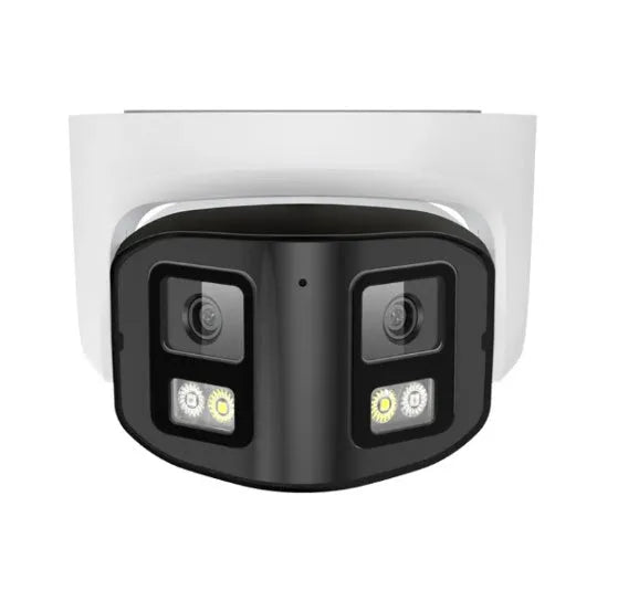 4MP dual-lens panoramic CCTV security camera with IP66 waterproof rating for indoor and outdoor surveillance