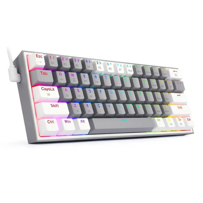 White pink RGB mechanical keyboard with dual keycaps and multimedia function keys