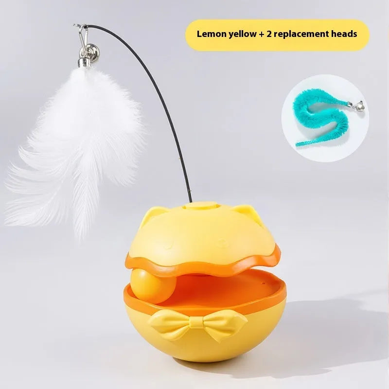 Electric cat teasing stick with LED light in lemon yellow, sky blue, and soft fog grey colour options.