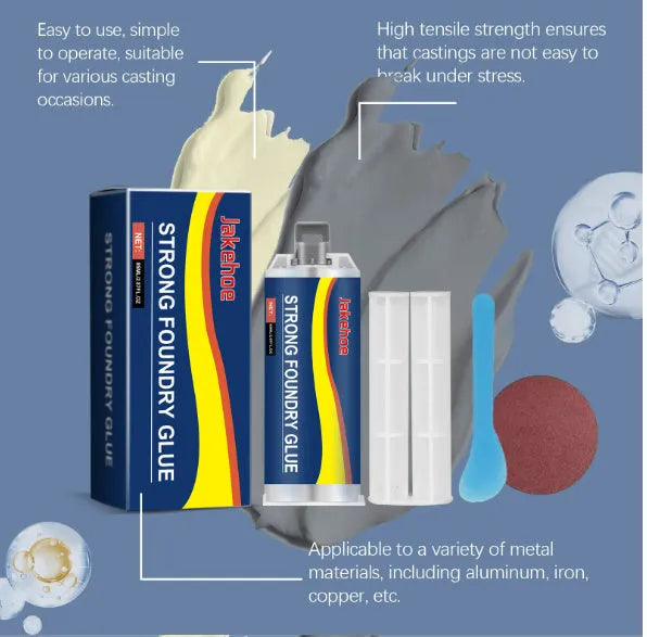 85ml metal epoxy adhesive kit with two-part glue, push rod, scraper, and sandpaper for metal repair
