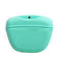 Silicone dog treat bag with clip attachment showing magnet closure and food-grade construction
