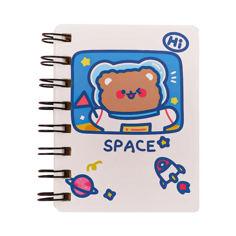 Astronaut themed A5 flipped pocket notebook showing cover design choice and size.