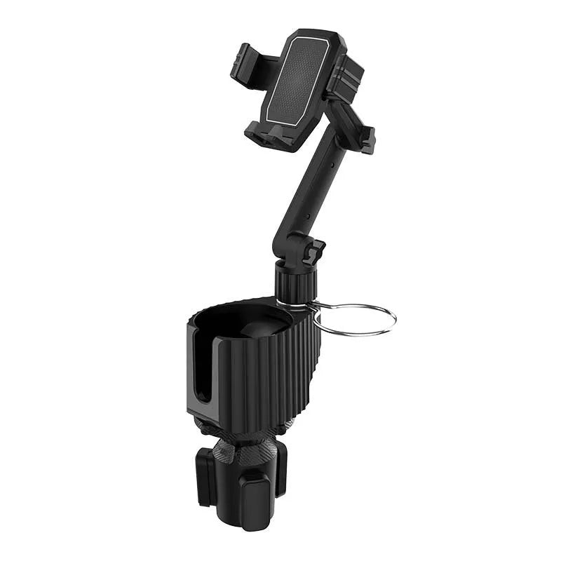 Green universal car drink holder and mobile phone mount with adjustable clamp.