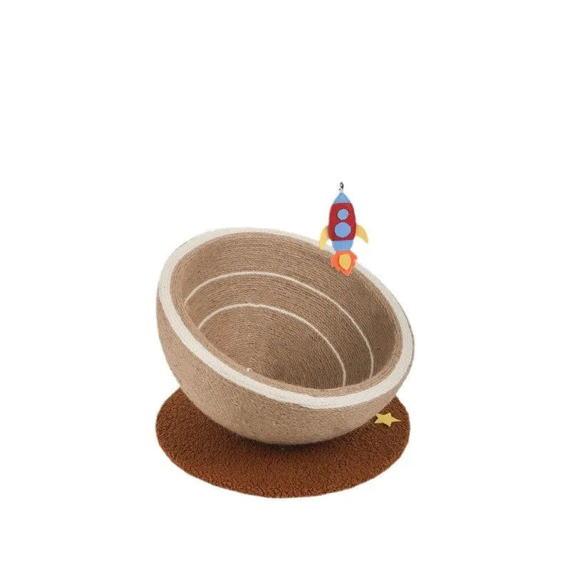 Large integrated cat scratching basin and nest with sisal rope scratching surface and flannel lining in starlight colour