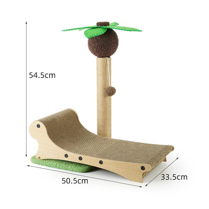 Wooden beach chair design cat furniture with integrated scratch board and climbing frame