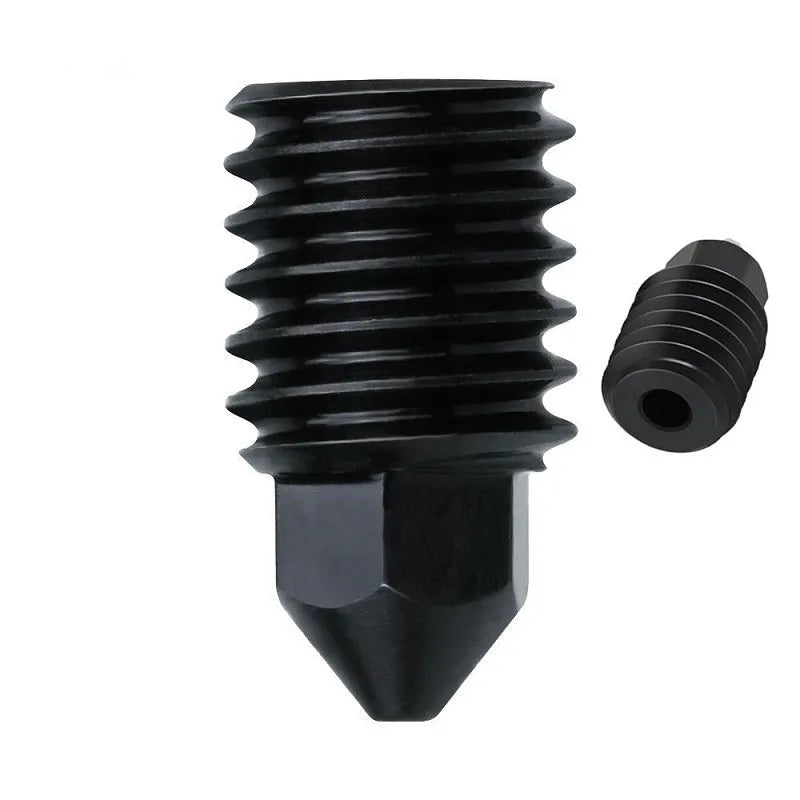 Bambu Lab A1 Mini hardened steel hot end nozzle assembly with black silicone sleeve