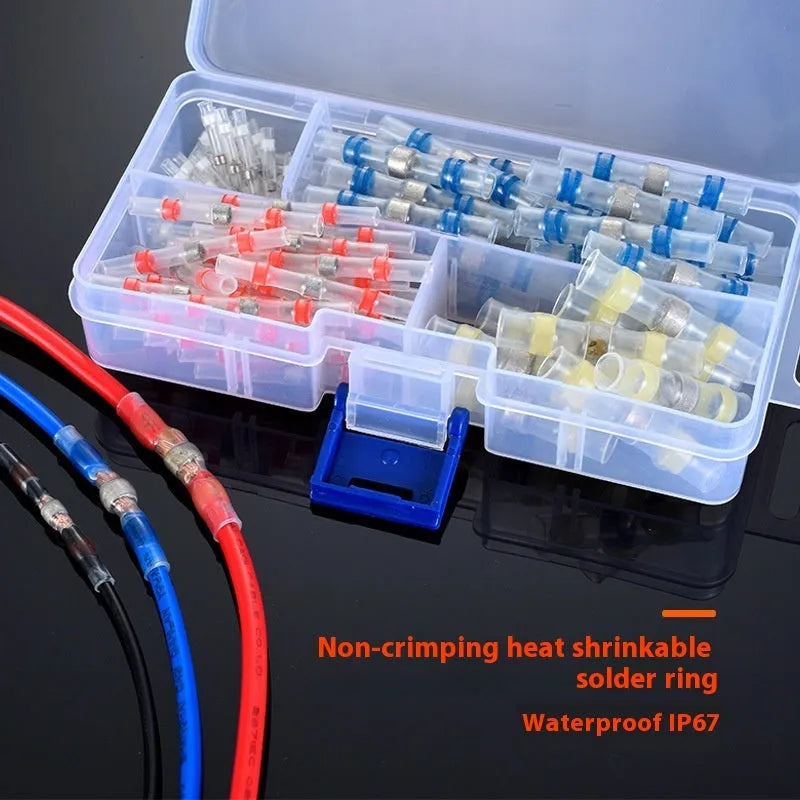 Waterproof heat shrink terminal block with solder ring in multiple colour options