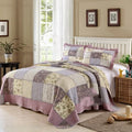 Pure cotton quilted bedspread and pillowcase three-piece set in a chosen colour pattern on a bed.