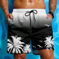 Men's loose board swimming trunks in polyester fabric on a size chart showing options from S to 5XL.