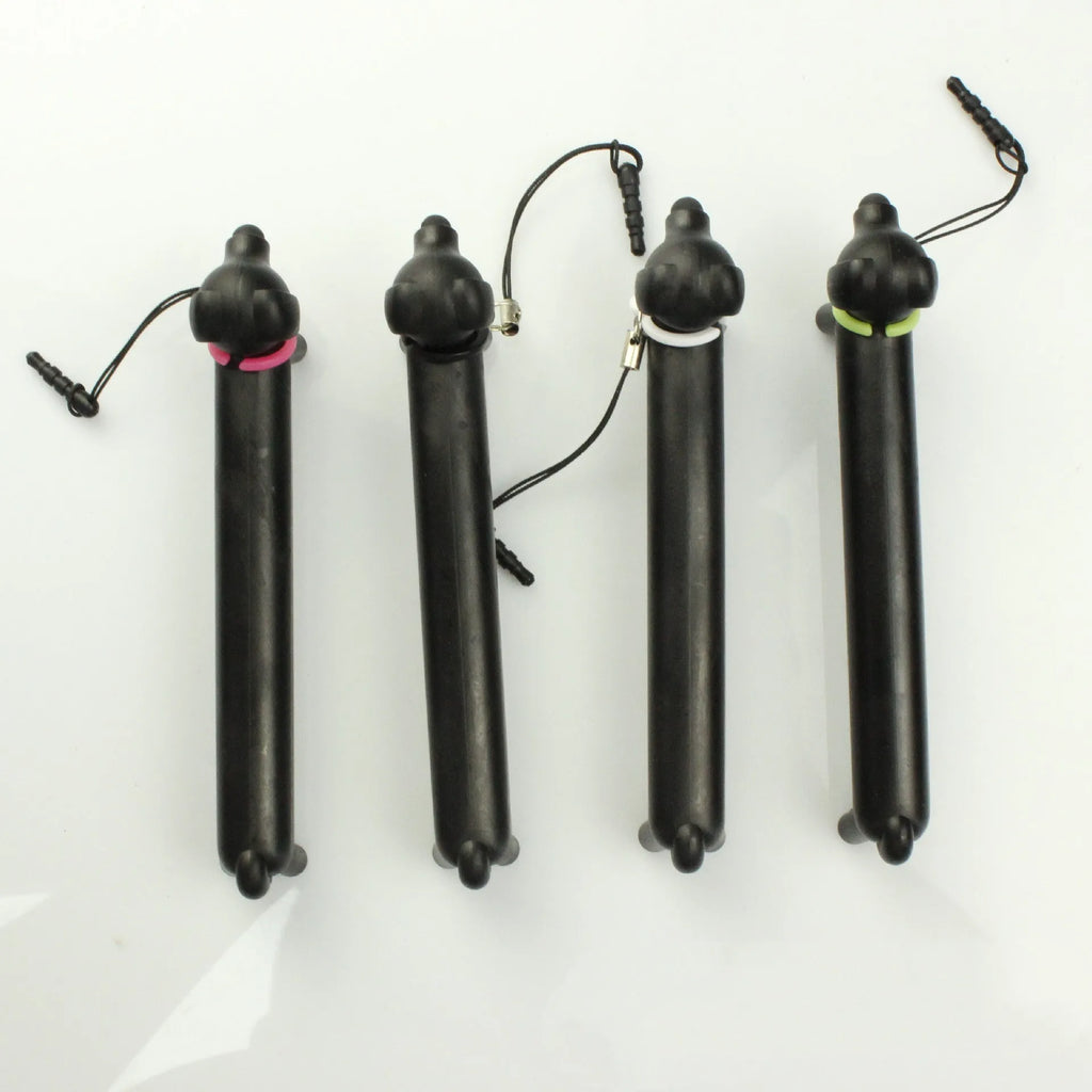 Black puppy-shaped touch screen stylus with extendable design and phone stand functionality