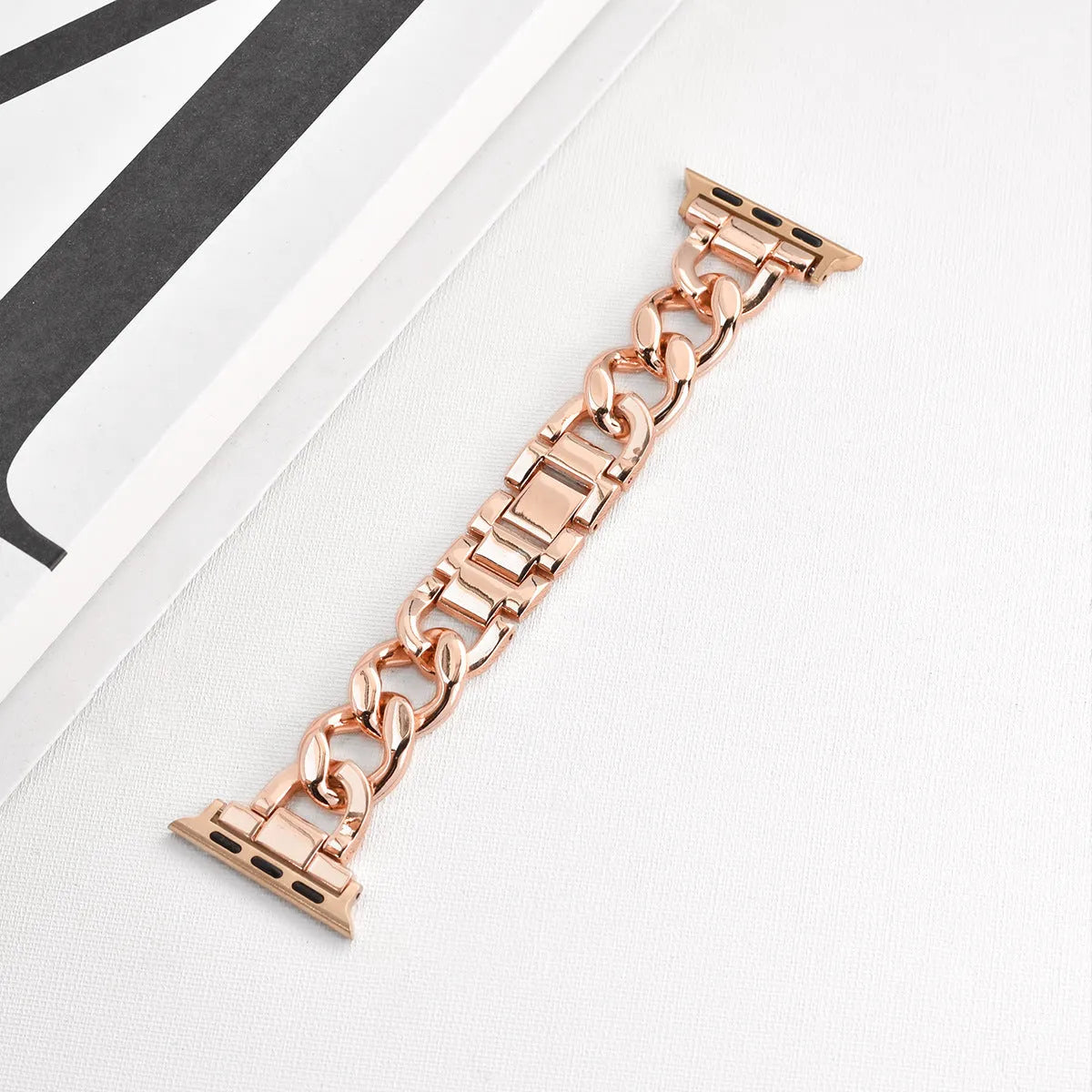 Denim chain metal Apple Watch strap in silver, black, gold, rose gold, and starlight colours for 38-49mm models