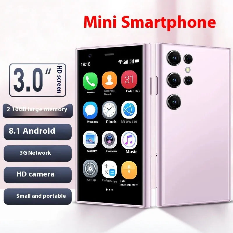S23PRO XS15 mini smartphone in black, green, or pink purple with straight plate design and 30 screen