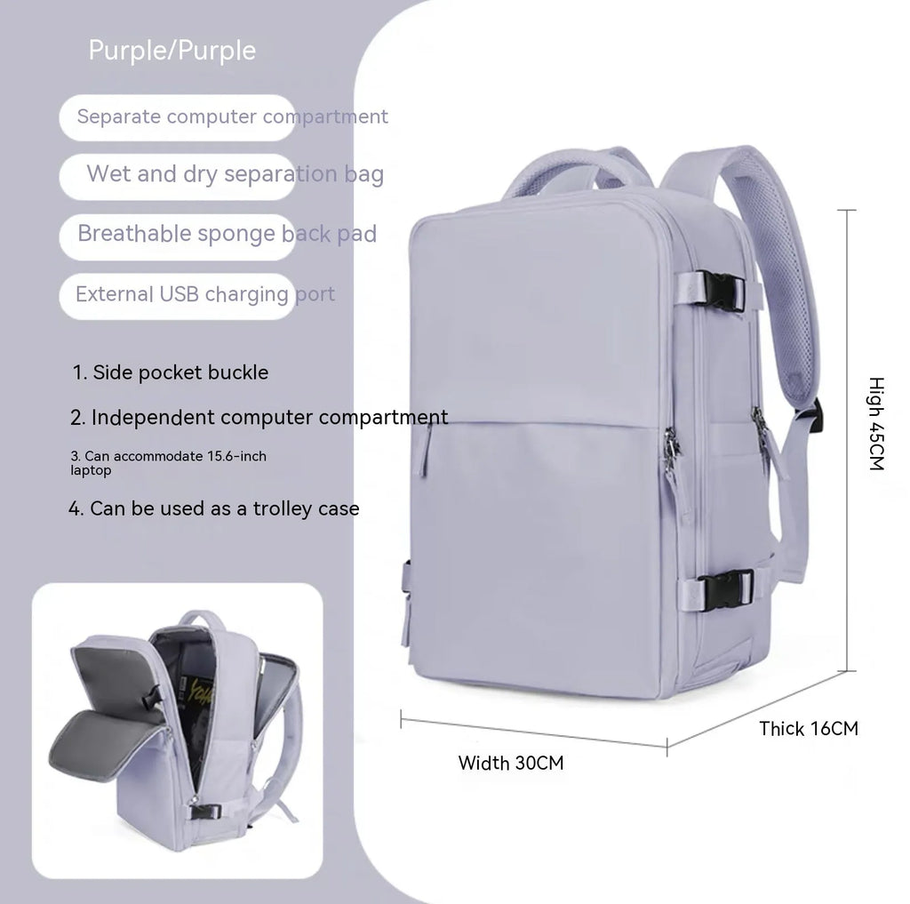 Large capacity waterproof mummy backpack in nylon material showing multiple colour options including black, pink, and mint green