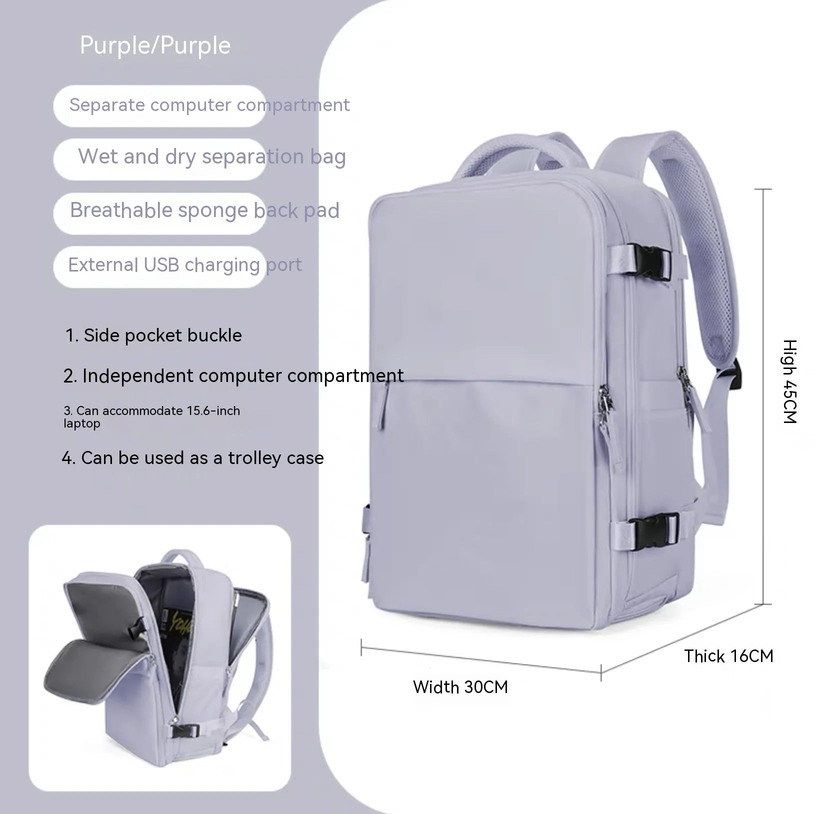 Large capacity waterproof mummy backpack in nylon material showing multiple colour options including black, pink, and mint green