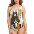 Women's 3D printed pattern one-piece swimsuit in polyester fabric with sunflower design