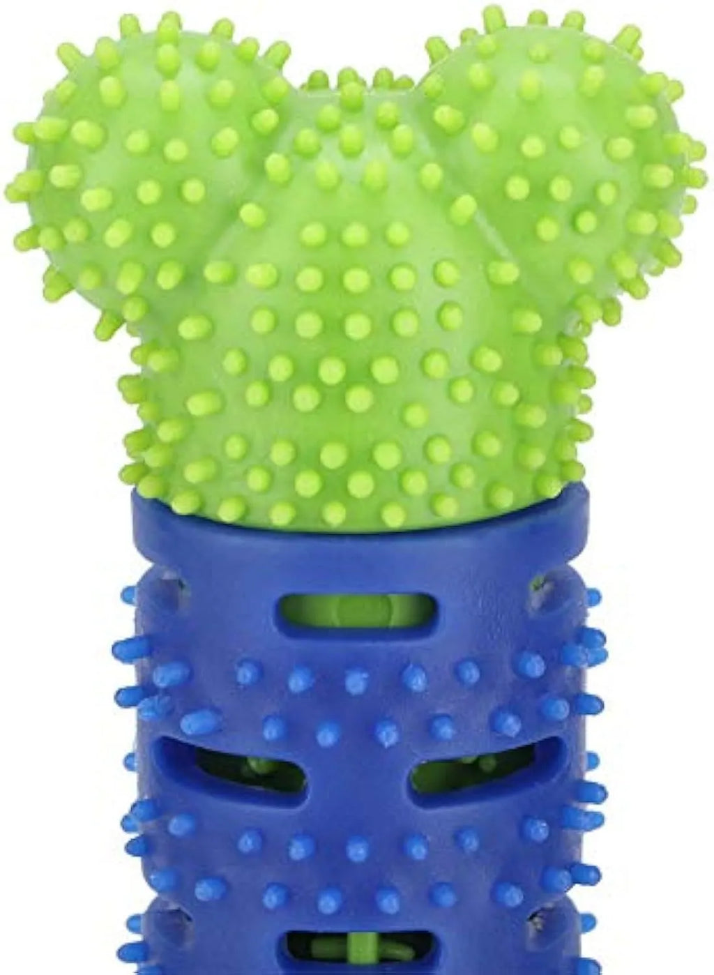 Blue-green silicone dog dental chew stick with textured cleaning surface, 25cm long.