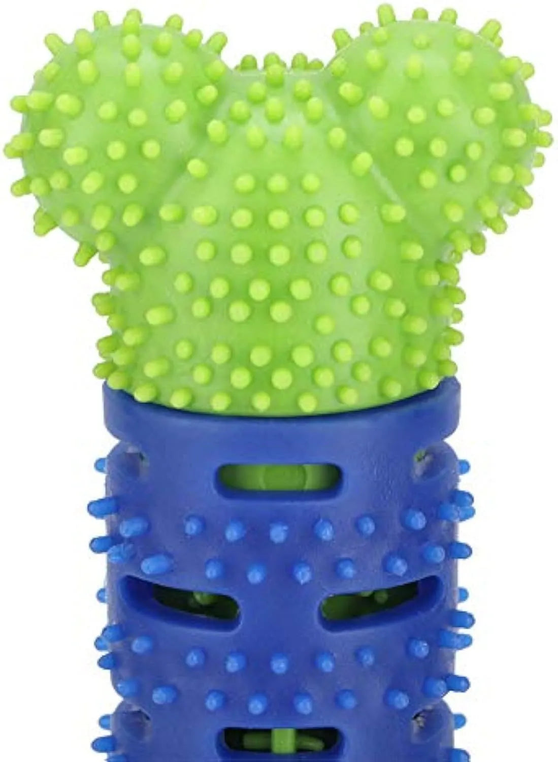 Blue-green silicone dog dental chew stick with textured cleaning surface, 25cm long.