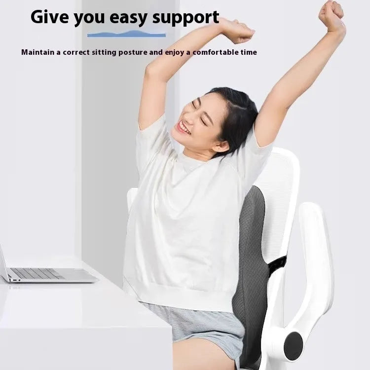 Rectangular grey lumbar support cushion for office chairs, 40x40x8cm with polyester filling