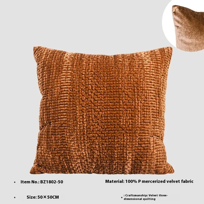 Antique-style quilted cushion with mercerized velvet embossing point texture in green, red, mocha, or orange