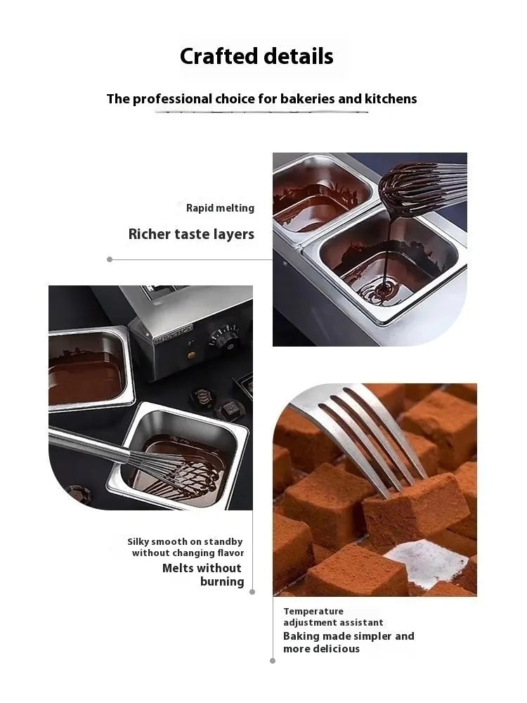Commercial chocolate melting machine with electric heating double pot and temperature control