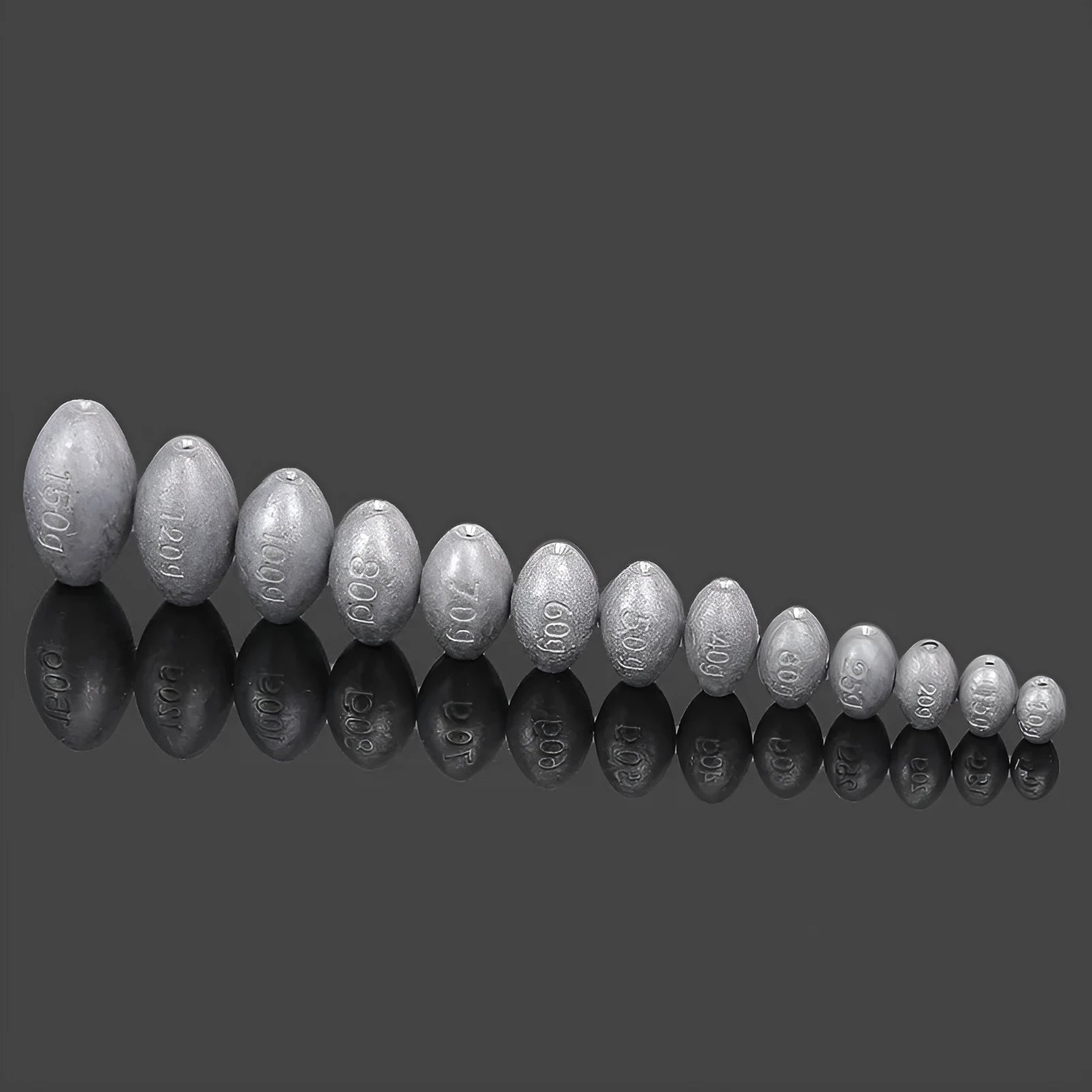 Olive-shaped fishing sinker with scale texture and plastic core construction for sea fishing