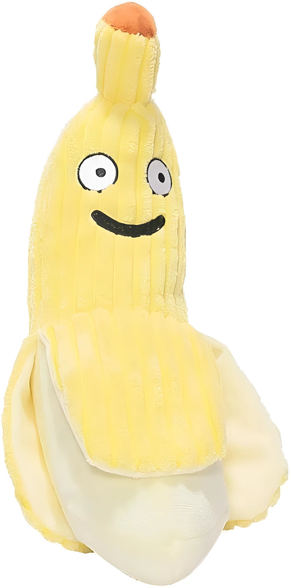 Yellow banana-shaped cat toy measuring 13 inches with plush fabric and crinkle paper sound feature
