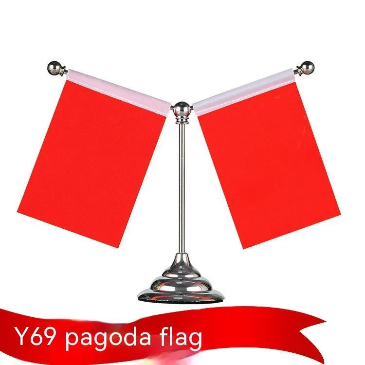 Car dashboard decoration telescopic rod red flag stand with metal construction