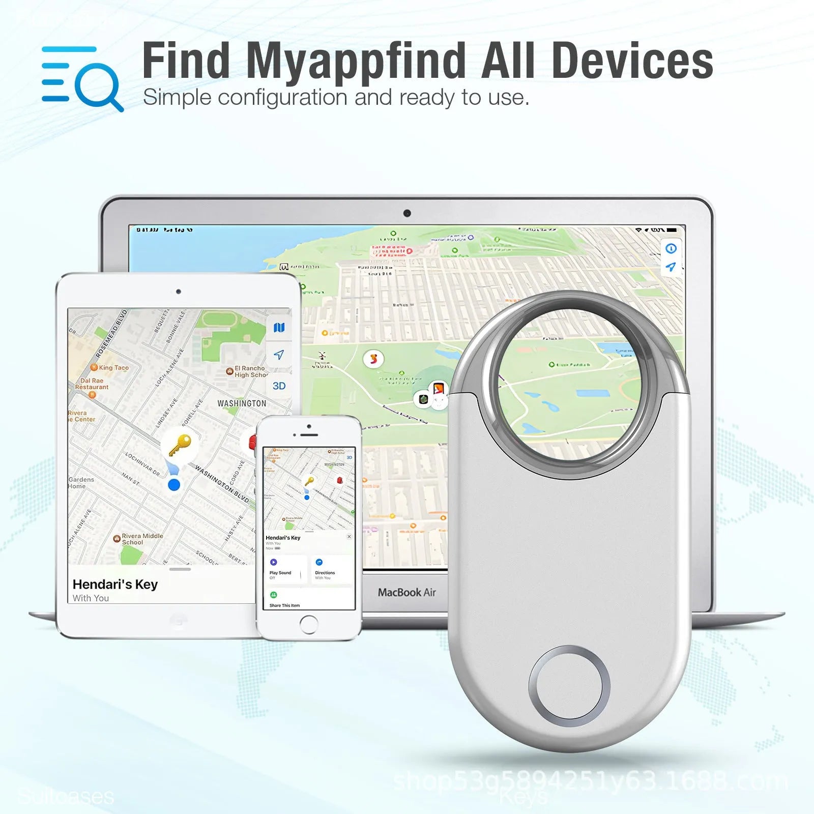 Small black and white GPS anti-loss tracker device with USB charging port.