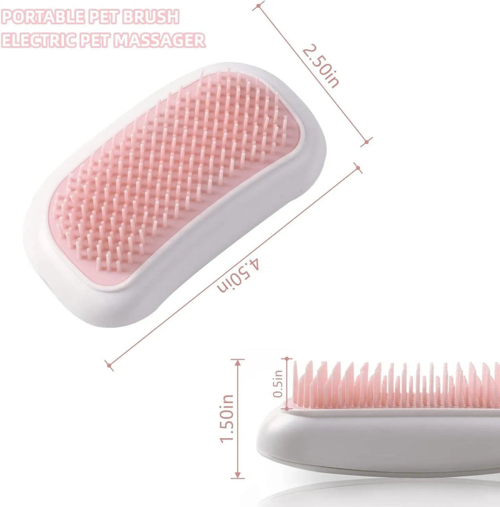Pink electric pet massage brush with TPE teeth for cat and dog grooming