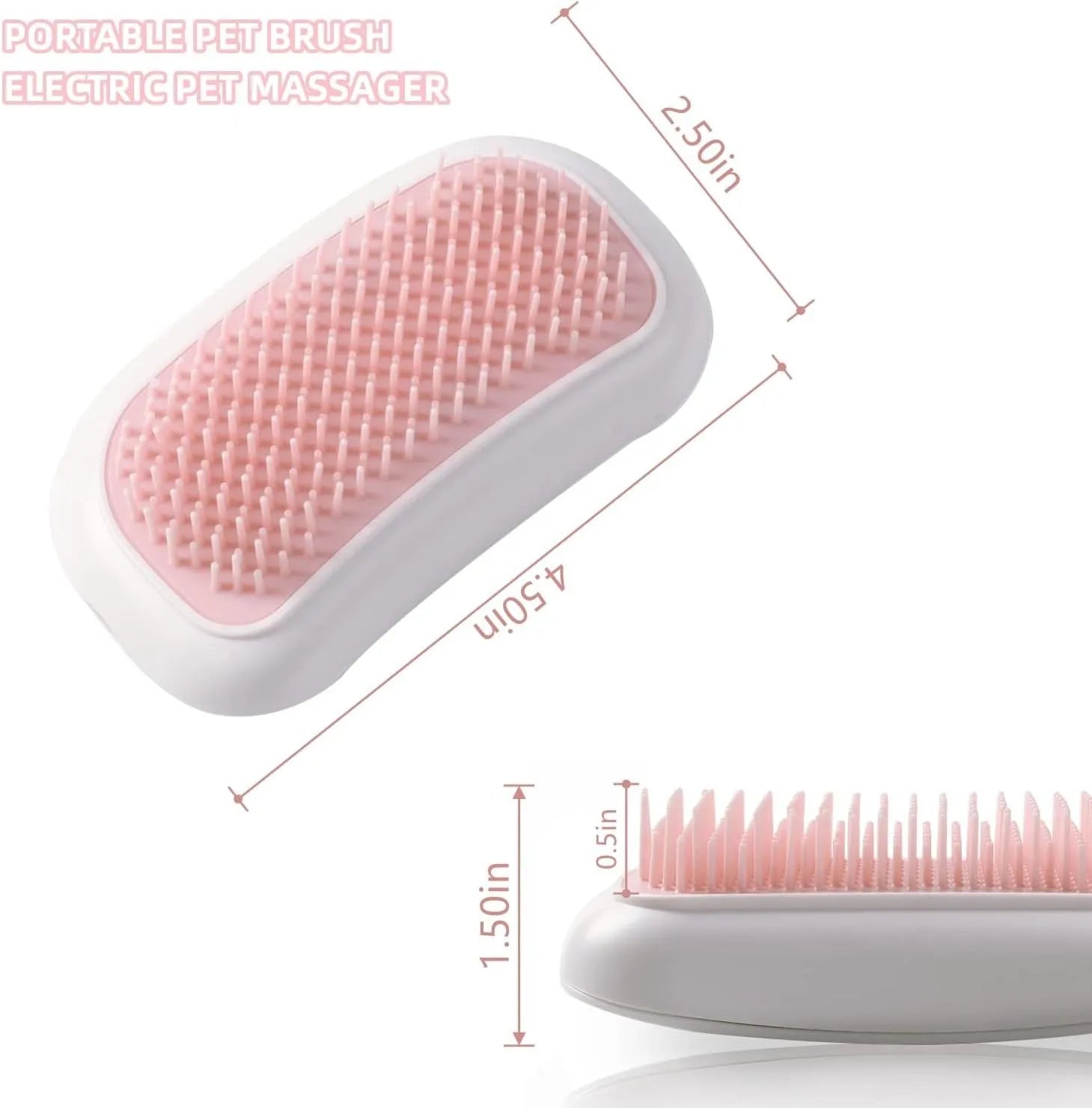 Pink electric pet massage brush with TPE teeth for cat and dog grooming
