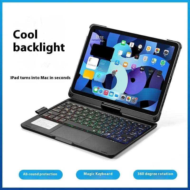 Miaocontrol 360-degree rotating Bluetooth keyboard for Apple iPad tablets in rose gold colour