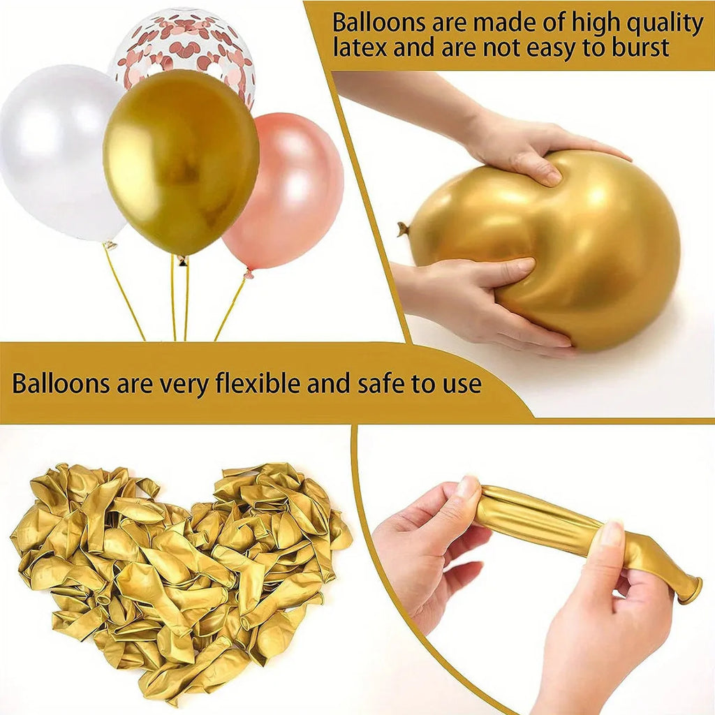 120PCs cross white dove balloon arch set with gold and white 10-inch balloons for birthday and wedding decoration