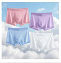 Men's ultra-thin Ice Silk seamless boxer briefs in pink on a white background
