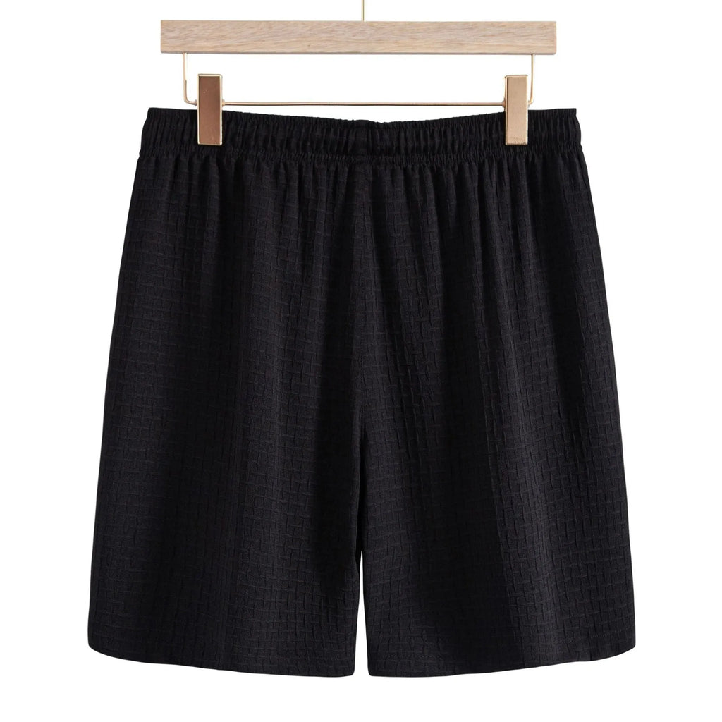 Men's summer beach suit with short-sleeved shirt and matching shorts in cotton blend fabric