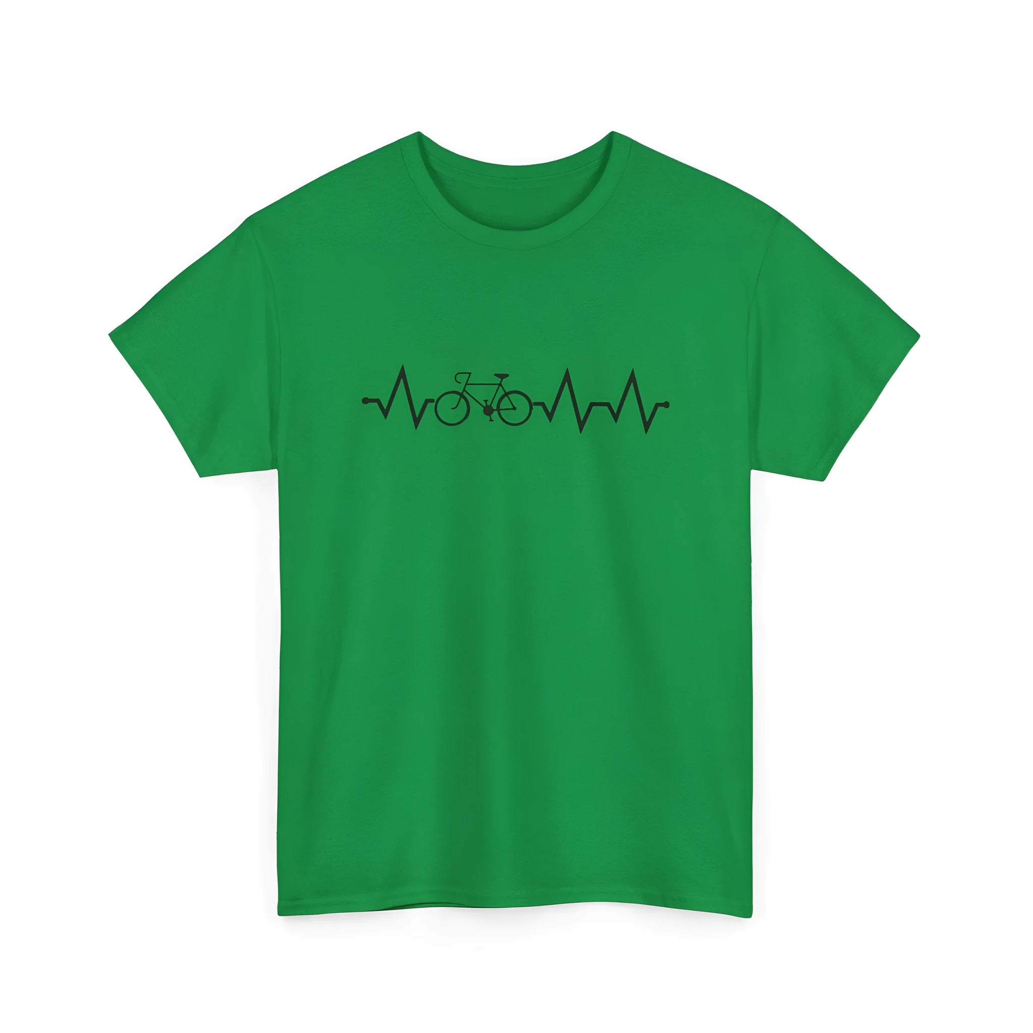 Green women's cotton short-sleeve T-shirt with a printed letter design on the front