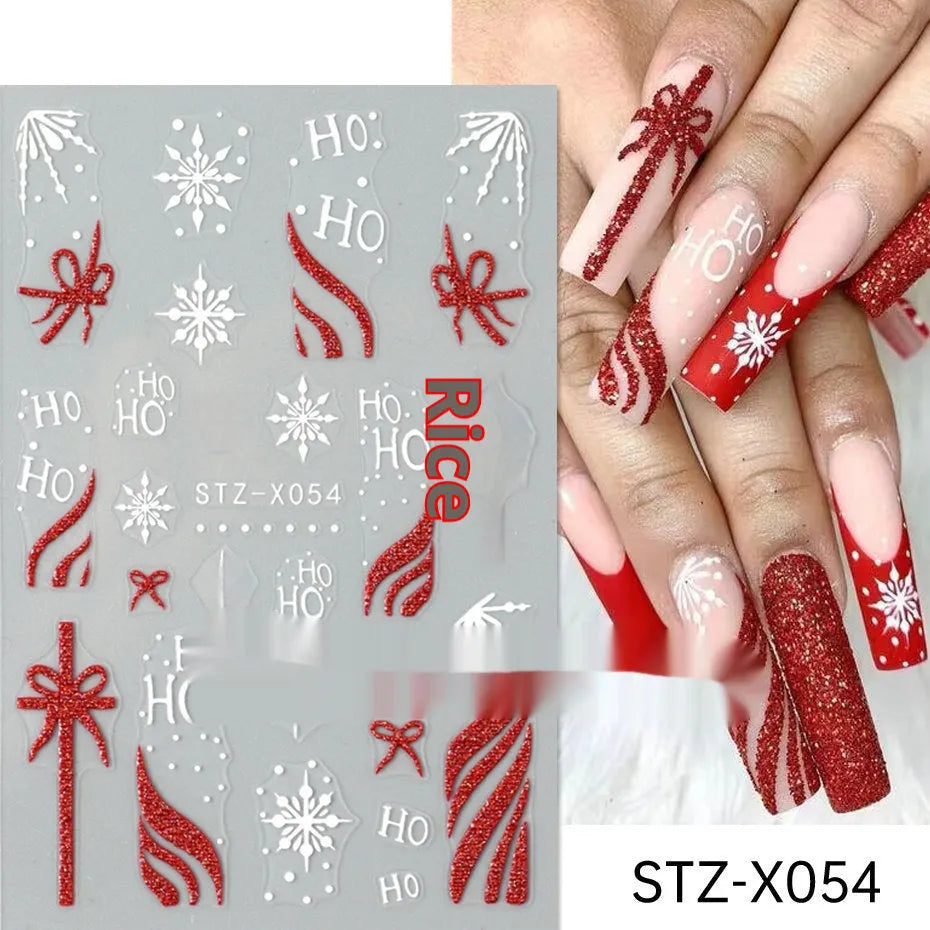 Cartoon nail art stickers with black and silver strip love pattern design