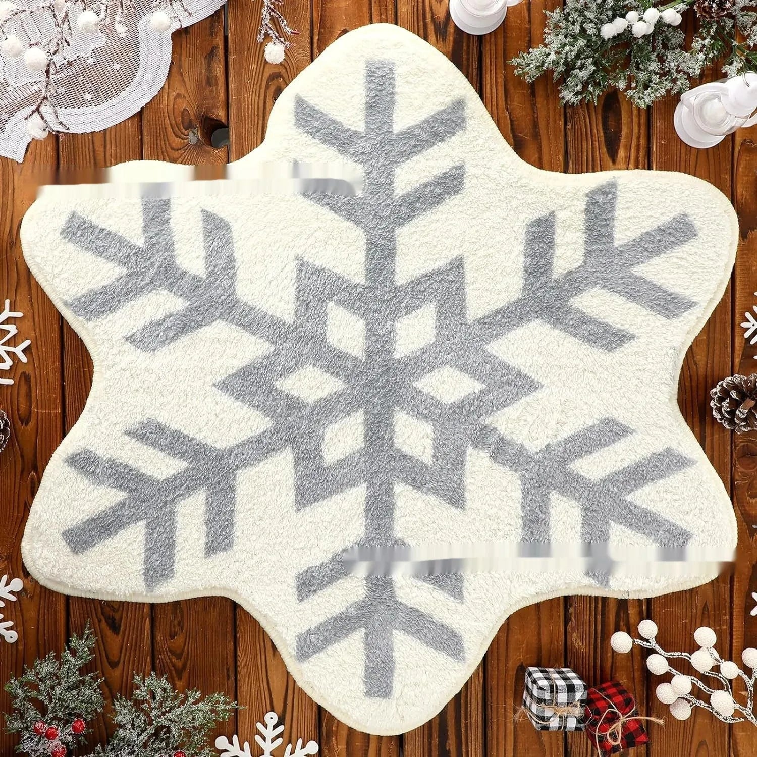Christmas polyester carpet round pad in square festive rug design