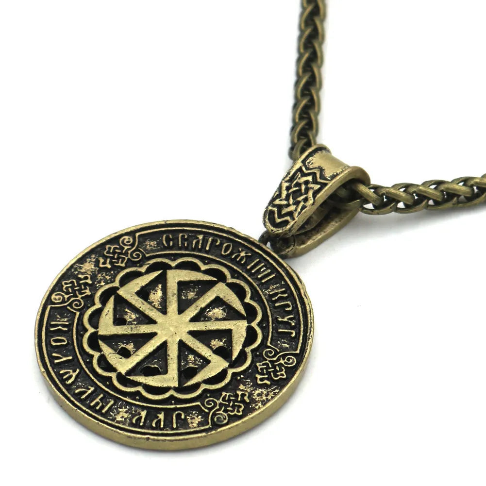 Lunavin ODing logo pendant necklace on a snake bones chain with antique silver finish