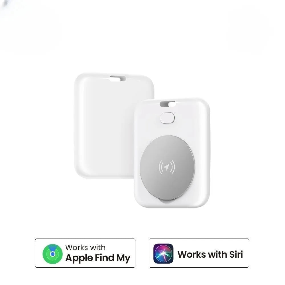 White ABS plastic pet tracker device for cats and dogs with Apple compatibility