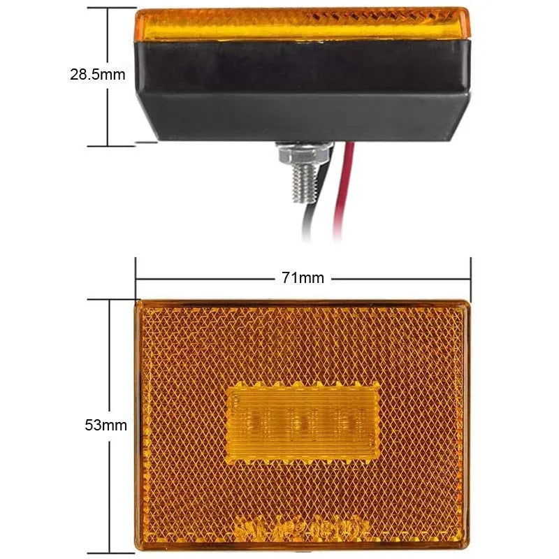 LED trailer side clearance lamp with red and yellow options, 19cm wire