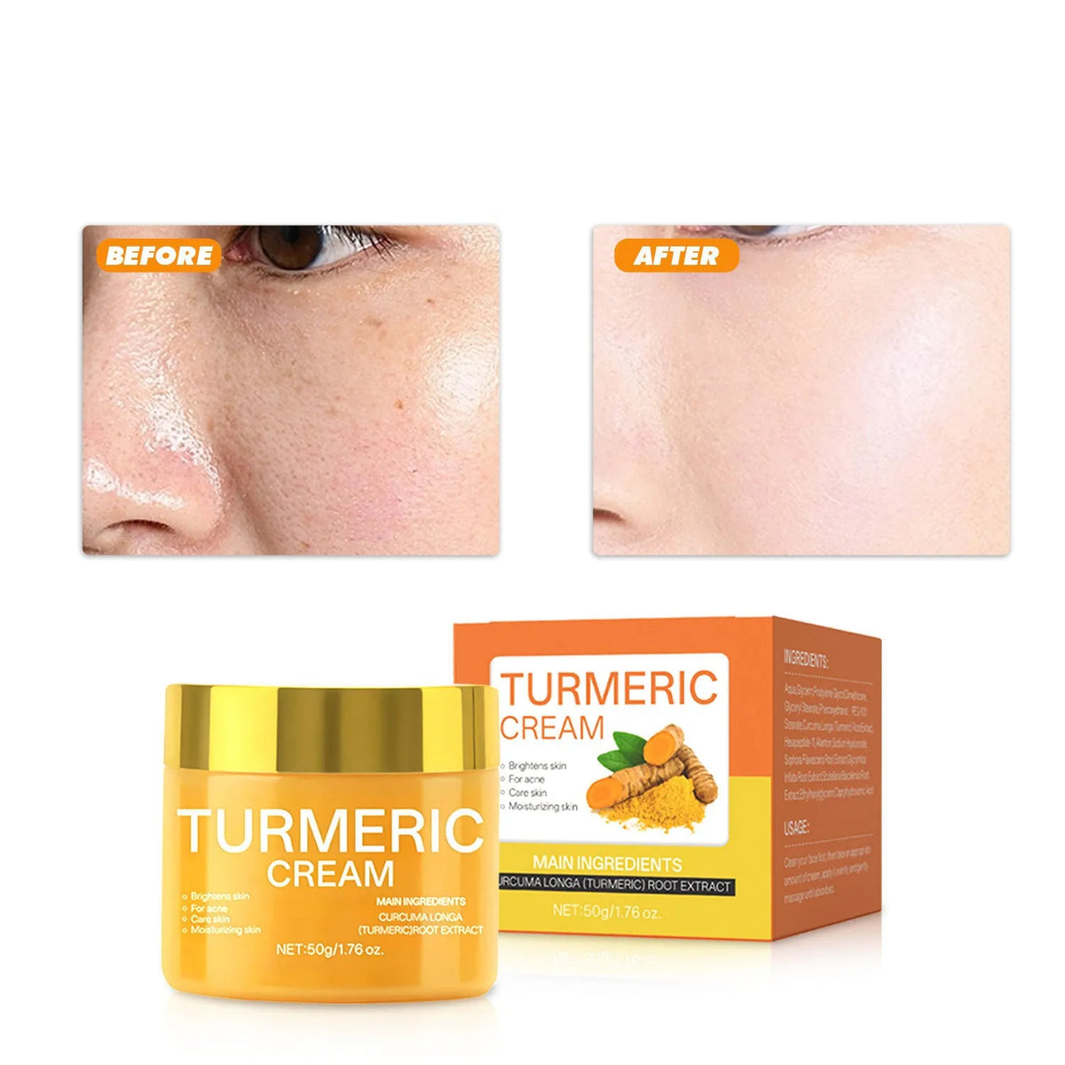 50g brightening moisturising cream in 53mm compact jar packaging
