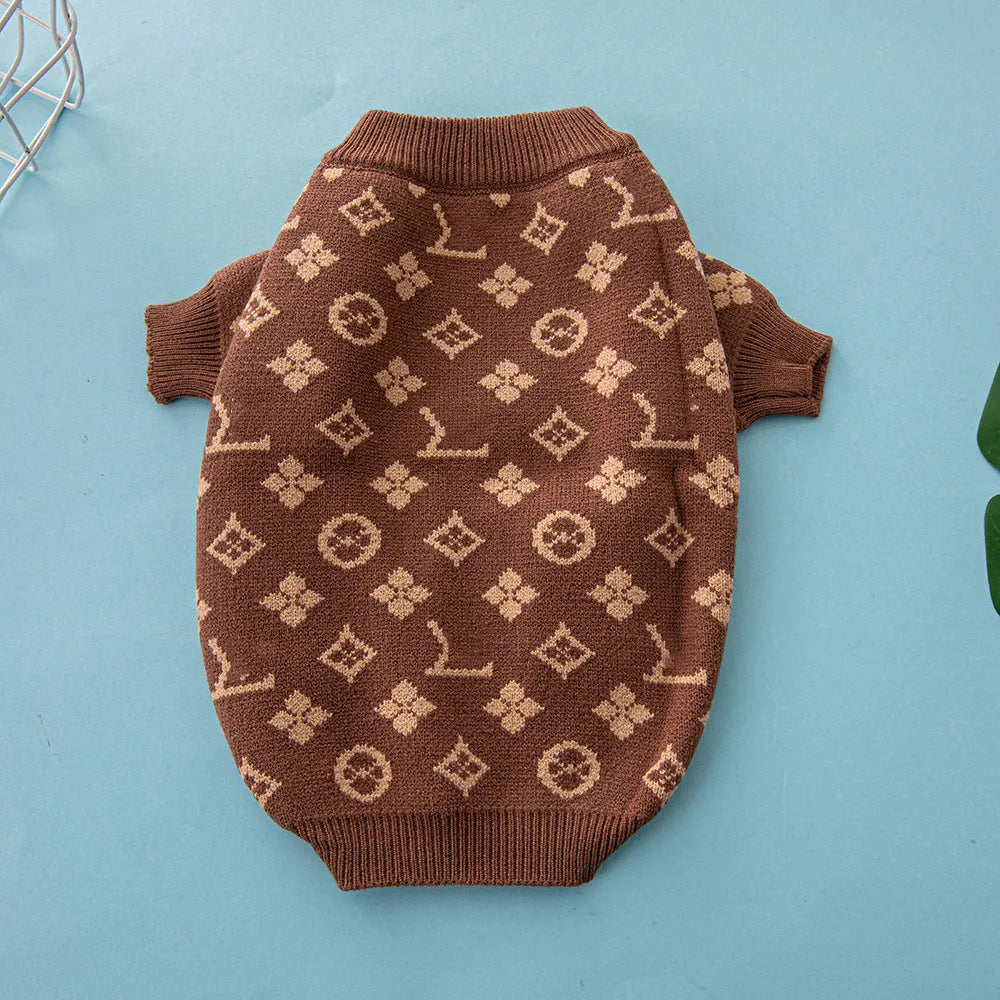 Thick wool dog sweater in monochrome or two-tone colours for autumn winter wear