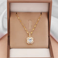 Women's gold geometric zircon pendant necklace on water wave chain