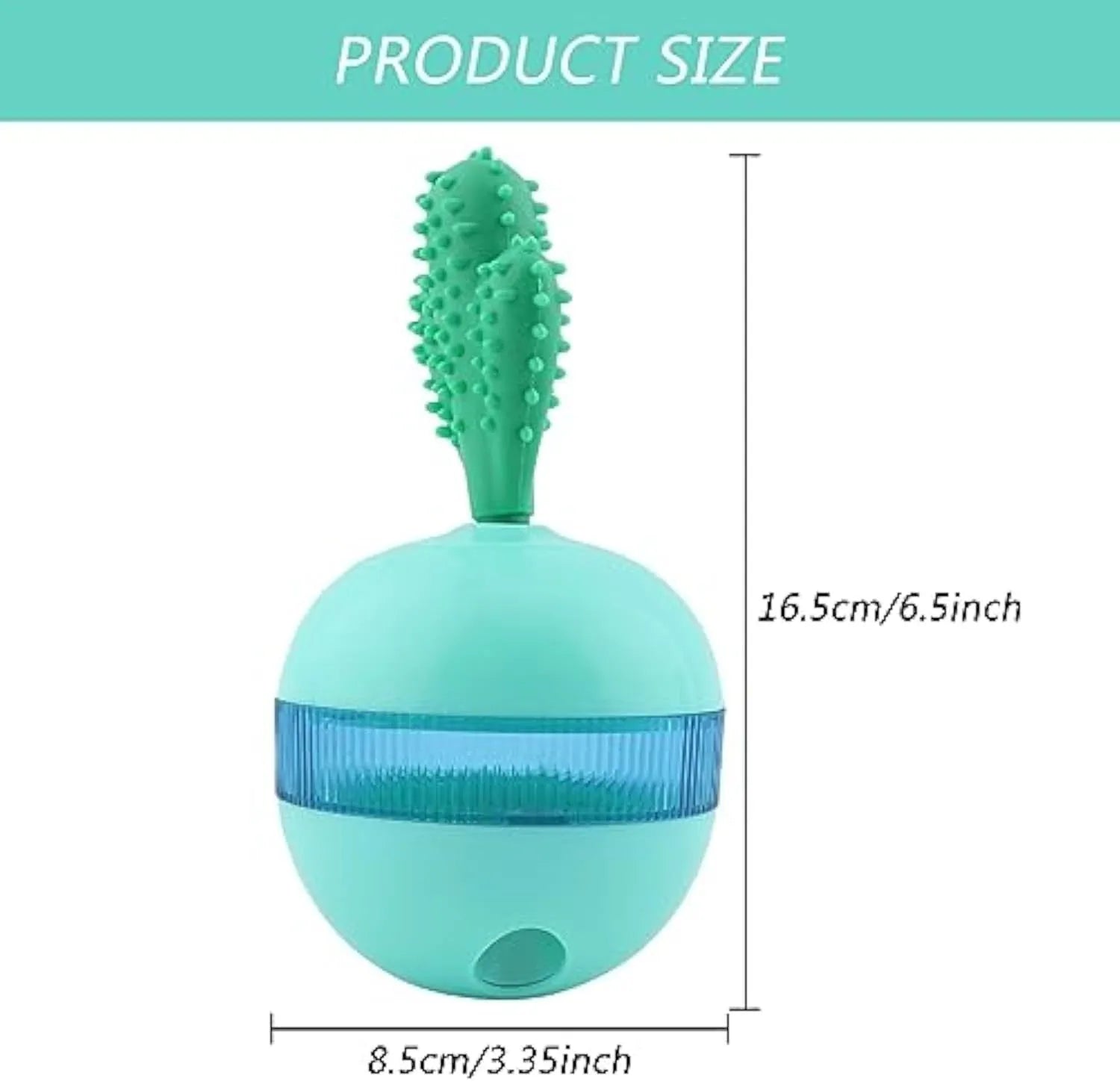 Blue durable rubber interactive dog treat dispenser ball with small leak holes