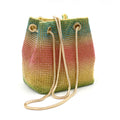 Rainbow rhinestone bucket handbag with glittering crystal surface