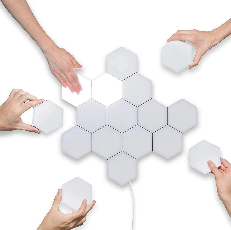 Modular hexagonal honeycomb wall lamp with touch control and LED lighting